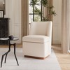 YOUNIKE Square Accent Chair Modern Upholstered Living Room Chair Armless Casual Lounge Chair Leisure Sofa Chair, Ash Wood Base, Boucle Velvet - 2 of 4