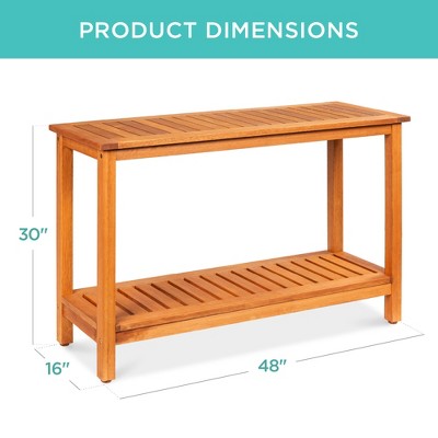 48in Natural Eucalyptus Wood Console Table with Shelves