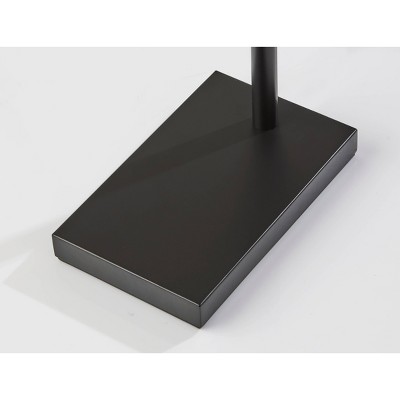 Bahama Arc Dark Bronze Floor Lamp with Rattan Shade