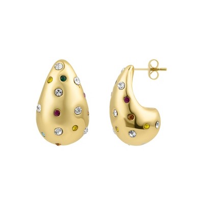 Adornia 14k Gold Plated Multicolor Crystal Teardrop Earrings