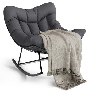 Outdoor Papasan Rocking Chair, Oversized Rocking Chair with Sturdy Metal Frame - 1 of 4