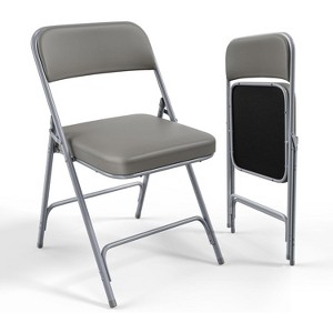 VINGLI Padded Folding Chairs with Thick Cushion, Portable, Durable, for Indoor/Outdoor, Gray, 2 Pack - 1 of 4