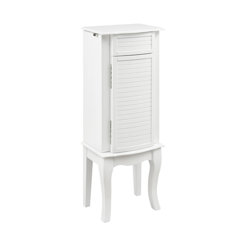 Photos - Wardrobe Muriel Solid Wood Modern 4 Lined Drawer 3 Compartment Flip Top Jewelry Armoire White Finish - Powell: Coastal Style, Rubberw