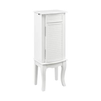Muriel Solid Wood Modern 4 Lined Drawer 3 Compartment Flip Top Jewelry Armoire White Finish - Powell