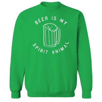 Rerun Island Men's Beer Is My Spirit Animal Long Sleeve Graphic Cotton Sweatshirt