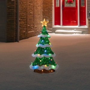 Northlight Lighted Christmas Tree Outdoor Yard Decoration - 50" - Green - Multi-Color LED - 1 of 4