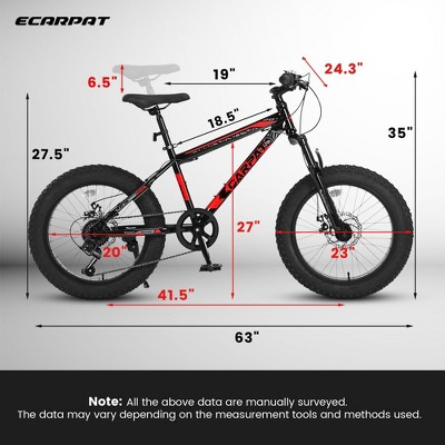 NicBex 20"Mountain Bike with Front Suspension for Kids&Teens,High Carbon Steel Frame,Shimano 7 Speeds with Disc Brakes,Durable Wide Tires