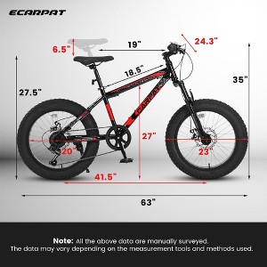 NicBex 20"Mountain Bike with Front Suspension for Kids&Teens,High Carbon Steel Frame,Shimano 7 Speeds with Disc Brakes,Durable Wide Tires - 1 of 4