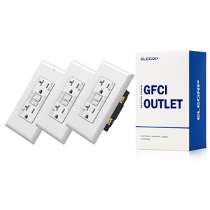 ELEGRP GFCI Outlet Self-Test, 20 Amp 125V Weather Resistant Duplex wall outlet, Wall Plate included, UL Listed, Matte White 3PC - 1 of 1