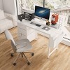 47'' Office Desk, Computer Desk with Hutch & Storage Drawers, Power Outlets, Side Pockets, Modern Reversible Study Writing Desk Workstation White - 4 of 4