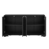 4-Door Sideboard Adorned with Linear Accents and Multi-Layered Pine Veneer Design, Suitable for Living Rooms, Entrance and Study Rooms, Black - 4 of 4