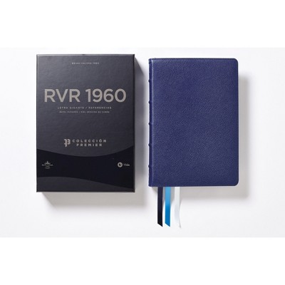 Rvr60, Santa Biblia, Colección Premier, Letra Gigante, Interior a DOS Colores, Piel Genuina de Cabra, Azul Marino, Comfort Print - (Leather Bound)