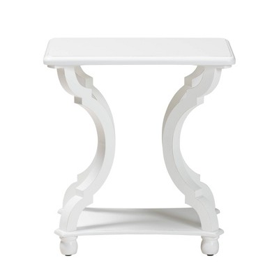 Cianna White Wood Rectangular End Table with Open Shelf
