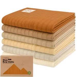 6pk Shea Baby Burp Cloths, Organic Cotton Burping Cloths for Babies, Boys, Girls, Soft & Absorbent Spit Up Rag - 1 of 4
