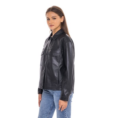 black faux leather jacket target