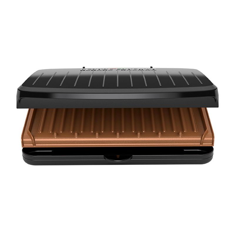 George Foreman Family Size 5 Serving Nonstick Compact Electric Indoor Grill in Black, 2 of 8
