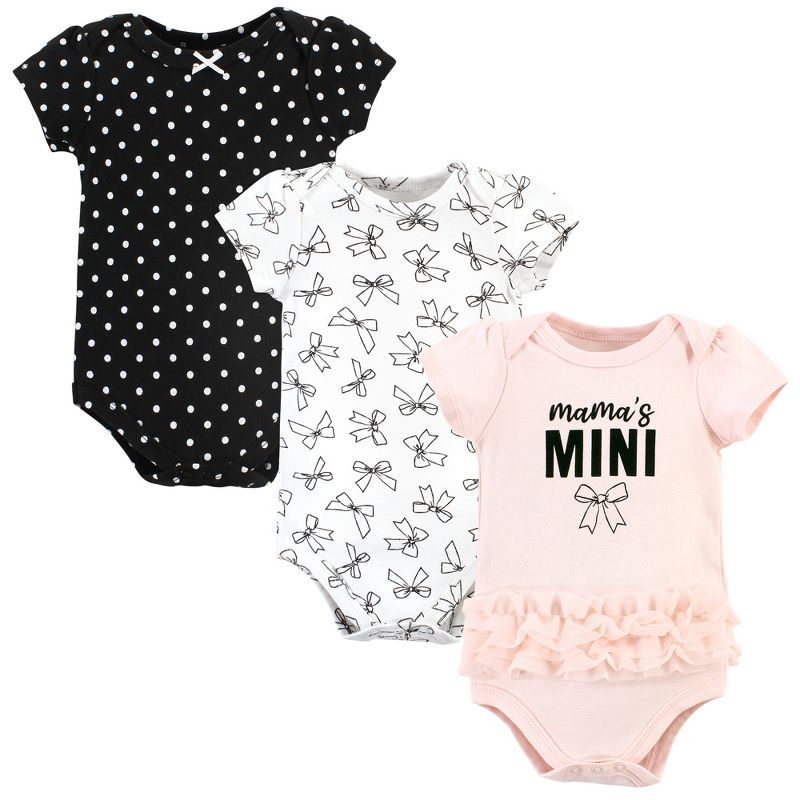 Hudson Baby Infant Girl Cotton Bodysuits, Mamas Mini Bows, 1 of 6