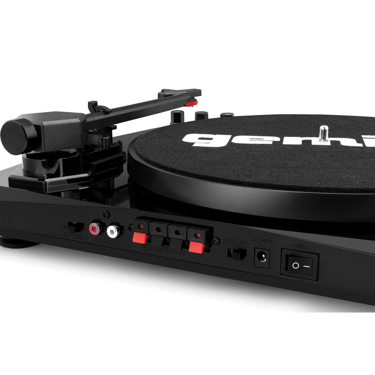 Gemini 60-Watt 3-Speed Belt-Drive Manual Suitcase Turntable with External Speakers, Bluetooth®, 45-RPM Adapter, Stereo Cartridge, and Stylus, TT-900B - thumbnail 3