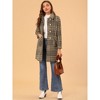 Allegra K Women's Turnover Collar Winter Elegant Long Plaid Coat - 2 of 4