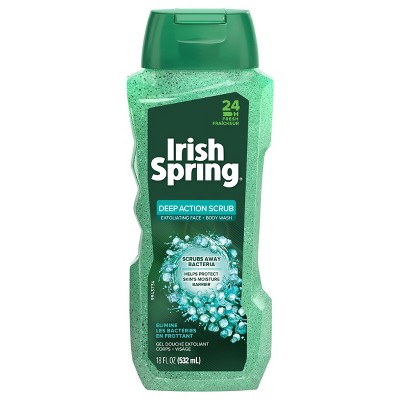 Irish Spring Deep Action Scrub Men's Exfoliating Face & Body Wash - 18 fl oz
