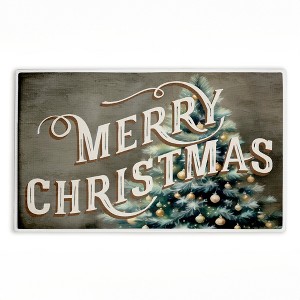 Stupell Industries Vintage Merry Christmas Greeting Printed Plush Bath Mat And Bath Rug, Design By Kim Allen, 18"X30" - 1 of 4