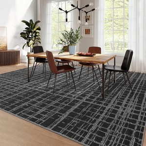 Washable Modern Striped Area Rug with Non-Slip Backing, Stain Resistant, Low Pile Soft Touch Carpet, Folding Floor Cover for Bedroom and Apartment. - 1 of 4