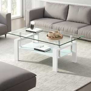 Medium Glass & Metal 2-Tier Coffee Table - 1 of 4