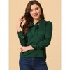 INSPIRE CHIC Women's Tie Neck Satin Long Sleeve Solid Color Blouse - 2 of 4