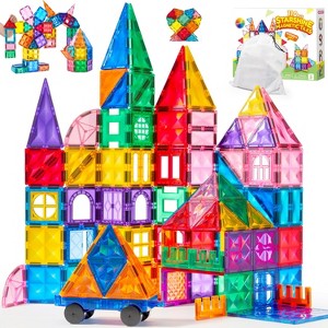 Joyfy 110Pcs Magnetic Tiles for Kids Aged 3-8, STEM Toy Building Block Set Magnet Blocks Birthday Christmas Gift for 3 4 5 6 7 8 Year Old Boys & Girls - 1 of 4