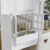 Twin Over Twin House Bunk Bed with Roof, Safety Guardrails and Ladder - 4 of 4