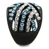Slickblue Pave Stainless Steel Ring, Sea Blue Synthetic Crystals, Two-Tone IP Black, Bold Sparkle, Women’s size 5–10 - 4 of 4