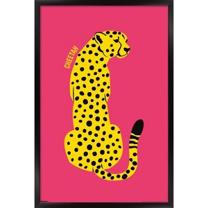 Trends International Reinders: Animals - Yellow Cat (Cheetah) Framed Wall Poster Prints Black Framed Version 22.375" x 34" - 1 of 4