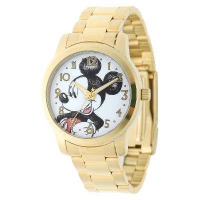 Men's Disney Mickey Mouse Casual Watch with Alloy Case - Gold