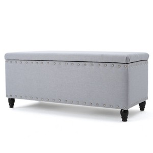 NicBex Modern 42" Storage Bench Wood Accent Stools with Cushioned Top and Nailhead Trims for Bedroom and Entryway - 1 of 4