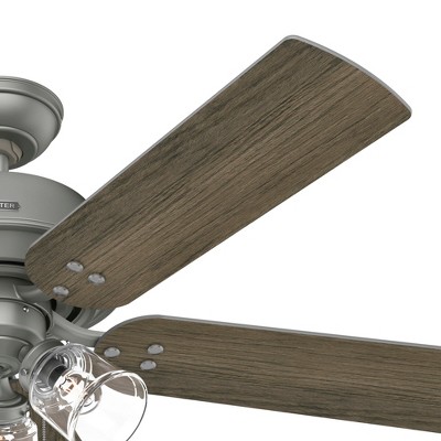 Matte Silver 52" Ceiling Fan with Light Kit and Reversible Blades