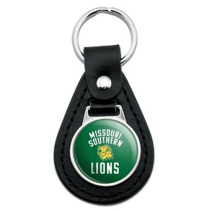 Missouri Southern State University Lions Logo Black Leather Keychain - 1 of 4