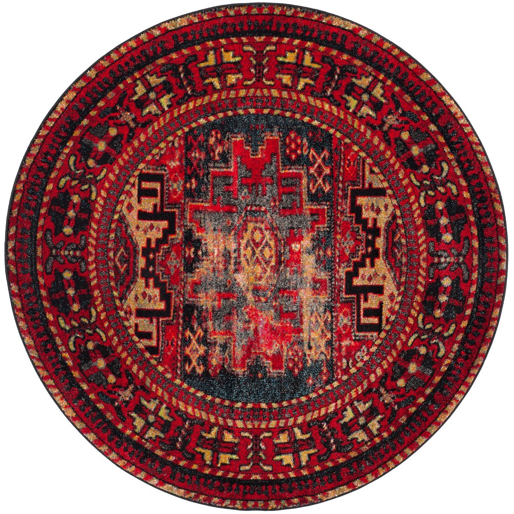 5'3inx5'3in Round Florence Rug Red/Multi Round - Safavieh