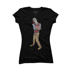 Junior's Design By Humans Christmas Zombie By Ayota T-Shirt - 1 of 3