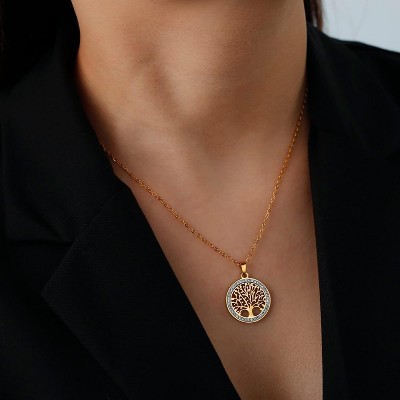 Clotth Tree of Life Necklace - Luxurious 925 Silver Jewelry with Clear Zirconia, Symbolic Family Tree Pendant for Occasions