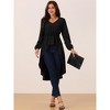 Seta T Women's High Low Hem Long Sleeve V Neck Elastic Waist Asymmetrical Irregular Hem Casual Tops Blouse - 3 of 4