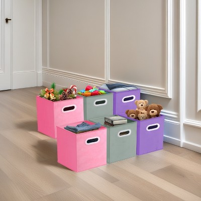 FURNIinspire 6pcs Storage Cubes Basket Dorm Organizers, Utility Storage Bins Storage Box Drawer Organizer, Multicolored, 10.14"*4.29"*10.14"