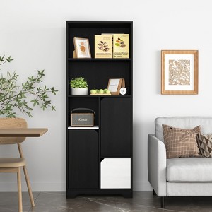 VYNXARIA Modern Black & White Multifunctional Storage Cabinet with Open Bookcase - 1 of 4
