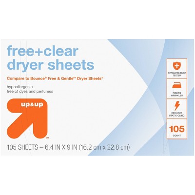 Image of Free & Clear Fabric Softener Dryer Sheets - 105ct  - up & up™