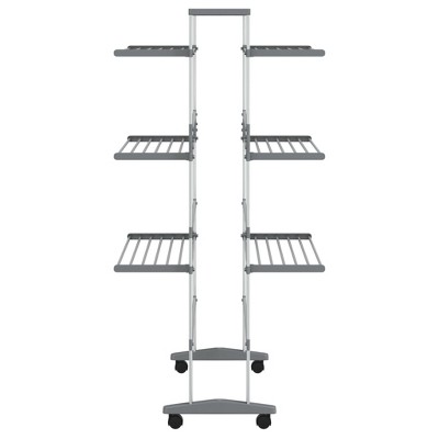 Aluminum 3-Tier Foldable Laundry Drying Rack with Wheels