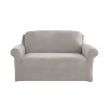 Sure Fit Hampstead Stretch Velvet Loveseat Slipcover Light Gray: Pet Friendly, Machine Washable - 3 of 4