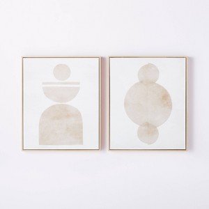 (Set of 2) 20" x 24" Abstract Shapes Framed Canvas Brown - Threshold™ designed with Studio McGee - 1 of 3