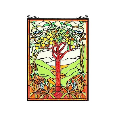 CHLOE Lighting OLEA Fruits of life Tiffany-style Glass Window Panel 18x25