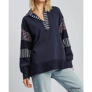 Women's Floral Multi Rugby Oversized Top - umgee - 1 of 3