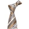 Men's Champagne And White Floral Striped 100% Silk Neck Tie With Matching Hanky And Cufflinks Set - 3 of 4