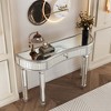 KIGFTSOD Half-Moon Mirrored Console Table with Fluted Glass & Crystal Knob Drawer - Silver Entryway Vanity Desk for Bedroom/Dressing Room, Black - 2 of 4